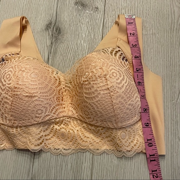 Wireless Bra Full Coverage Sports Bra Extra Stretchy Breathable Lace Trim Bra - Picture 3 of 7